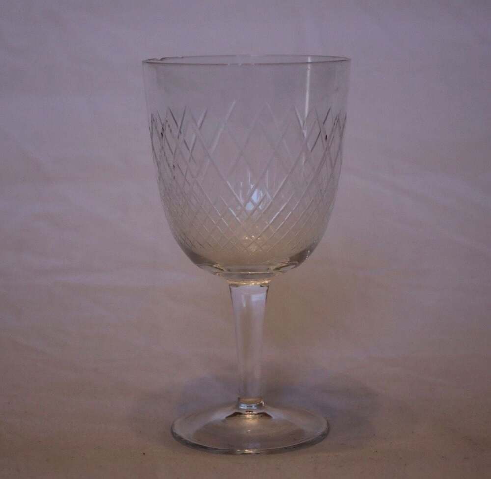 Rhein Kristall German Diamond Cut Crystal Stemmed Wine Goblet